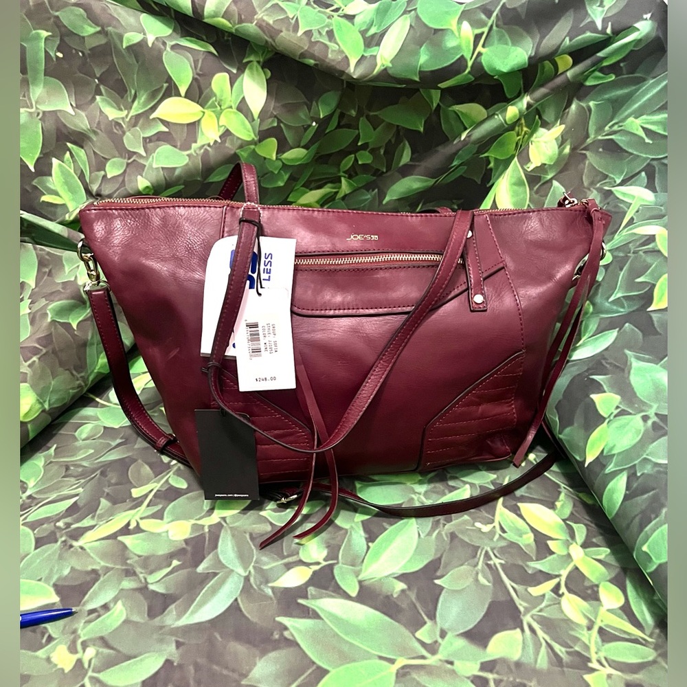 NWT Joe’s Jeans Payton Leather Satchel Purse Wine JJ1051 Sofia Handbag